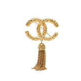 シャネル ヴィンテージ ココマーク ヨウガン 溶岩 フリンジ ブローチ ゴールド メッキ レディース CHANEL 【中古】
